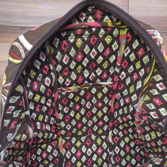 Vera Bradley Backpack Pucinni Floral Paisley Pattern Brown, Pink, and Green - Picture 8 of 12